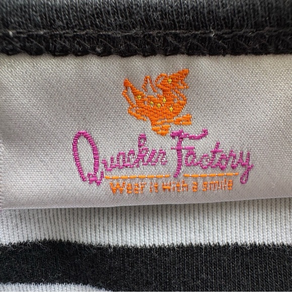 Quacker Factory 1X 3/4 Sleeve Women’s Top Black Striped Lobster Sequins - Picture 6 of 12